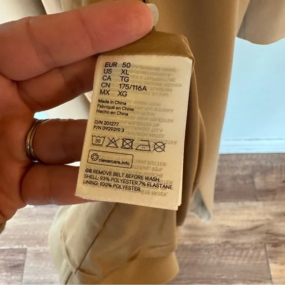 H&M Classic Tan Double-Breasted Women's trench Coat size XL - Picture 7 of 14